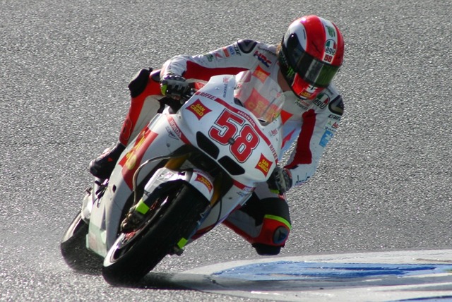 Marco Simoncelli topped the times in the second practice German Grand Prix.